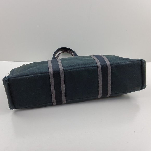 Hermes Fourre Tout Canvas Tote Bag Handbag Satchel Black Grey - Picture 5 of 16